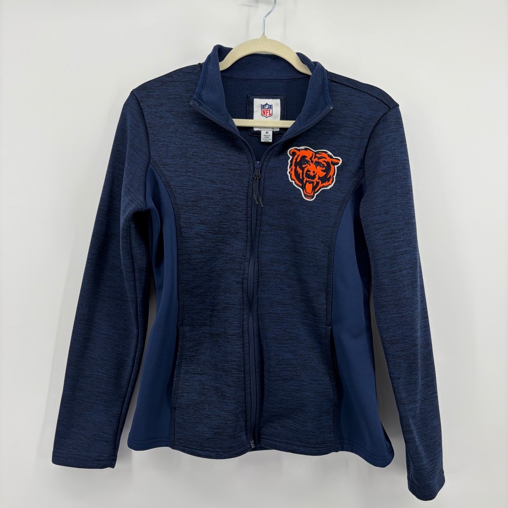 NFL Team Apparel Chicago Bears Jacket Navy Blue Womens M‎ Full Zip Fleece
